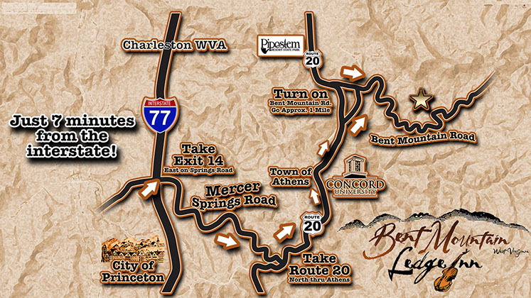 Adventure location map to the Bent Mountain Ledge-Inn